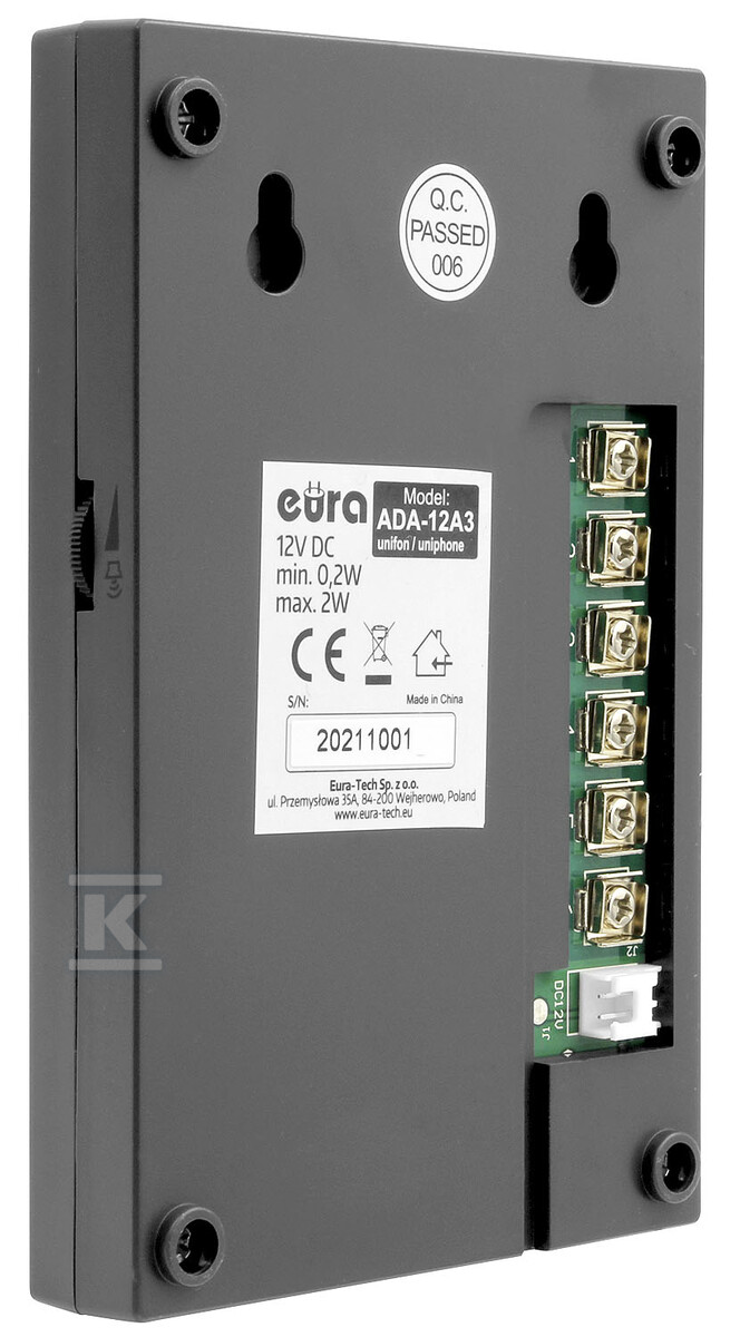 Domofon "EURA" ADP-63A3 - grafitowy, trójrodzinny, głośnomówiący, obsługa 2 wejść, czytnik RFID A31A265 - obrazek 2