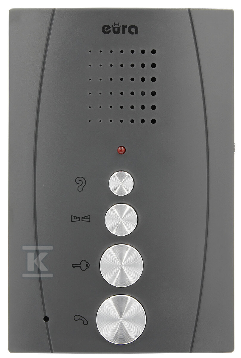 Domofon "EURA" ADP-64A3 - grafitowy, czterorodzinny, głośnomówiący, obsługa 2 wejść, czytnik RFID A31A267 - obrazek 2