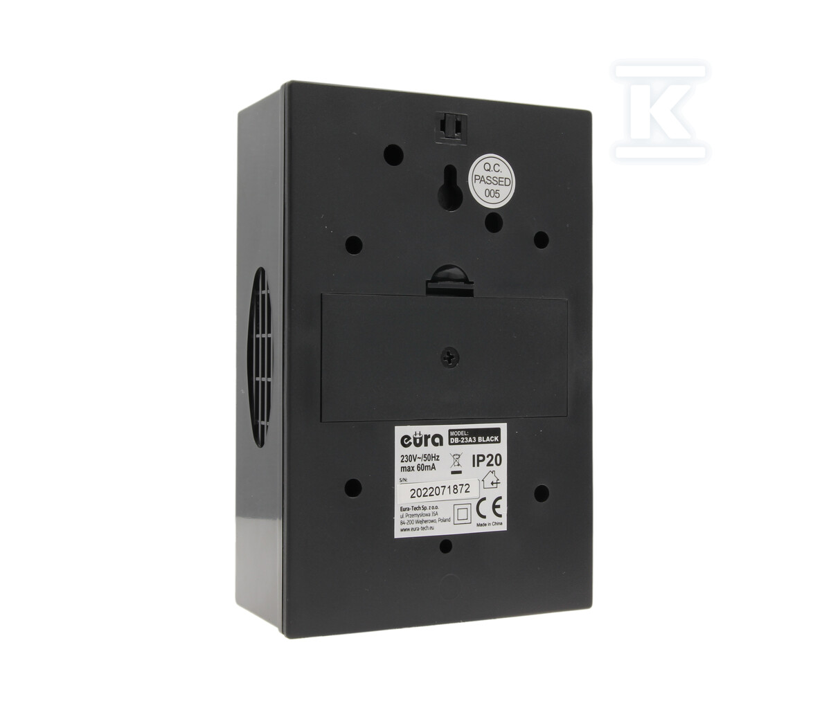 Gong drzwiowy dwutonowy "EURA" DB-23A3 ~230V/50Hz, czarny A31A300 - obrazek 3