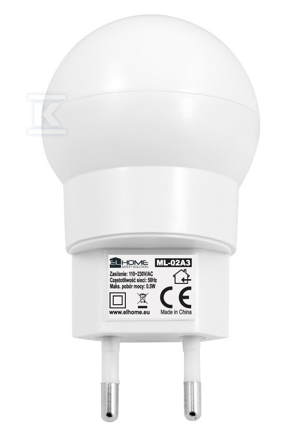 Lampka LED nocna "EL Home" ML-02A3 ~230V do gniazdka A31A902 - obrazek 2