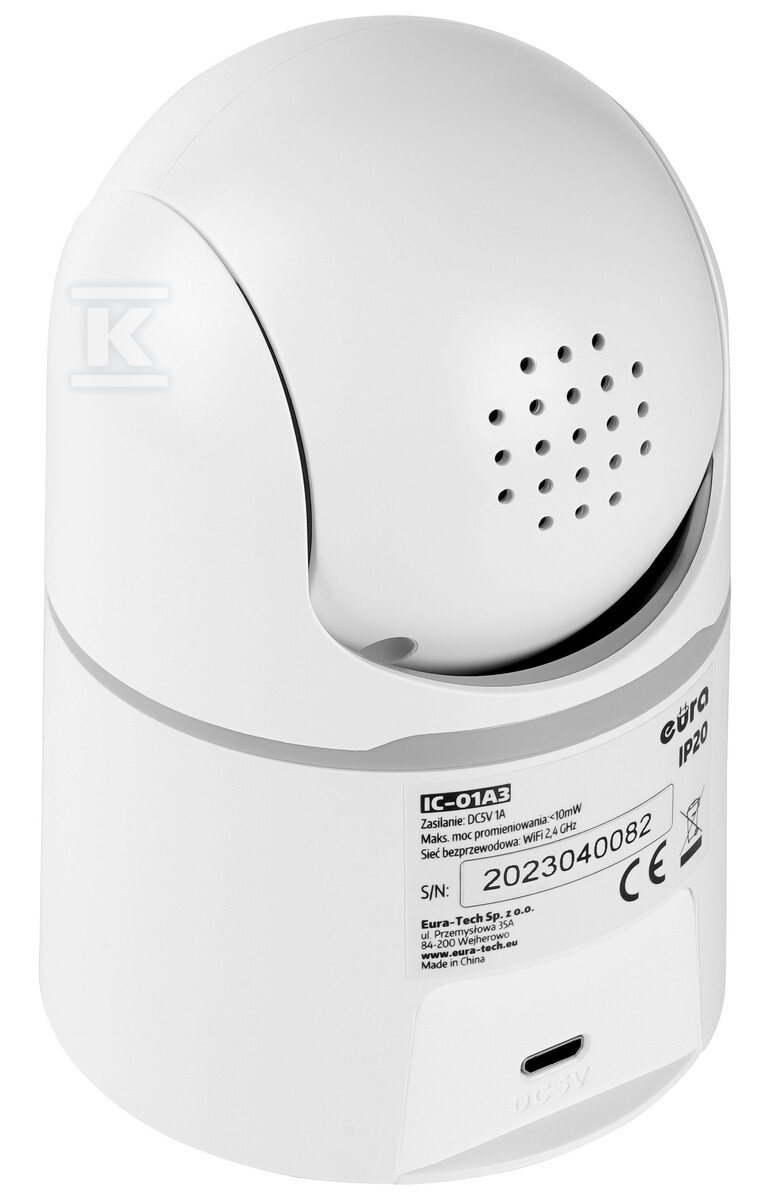 Kamera IP WiFi "EURA" IC-01A3 - bezprzewodowa, wewnętrzna, 5.0 MPx, obsługa kart SD 128GB, głośnik i mikrofon, 2,4 GHz, Tuya A31D101 - obrazek 2