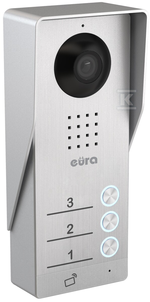 Kaseta zewnętrzna wideodomofonu "EURA" VDA-93A3 AHD "EURA CONNECT+" - srebrna, trójrodzinna, czytnik zbliżeniowy, natynk, Full HD A33A093 - obrazek 3