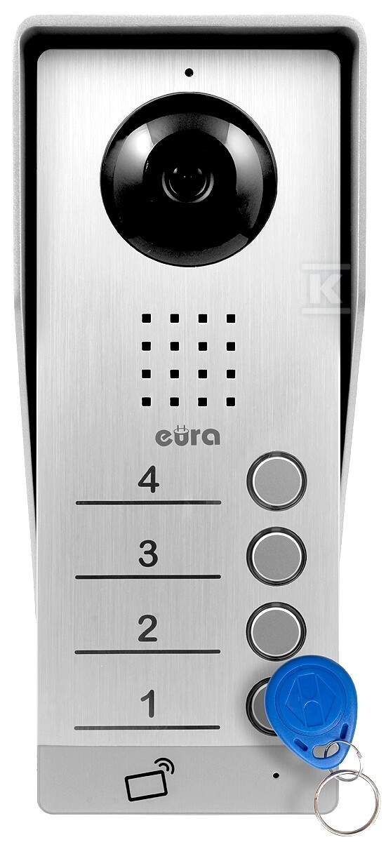 Kaseta zewnętrzna wideodomofonu "EURA" VDA-94A3 AHD "EURA CONNECT+" - srebrna, czterorodzinna, czytnik zbliżeniowy, natynk, Full HD A33A094 - obrazek 2