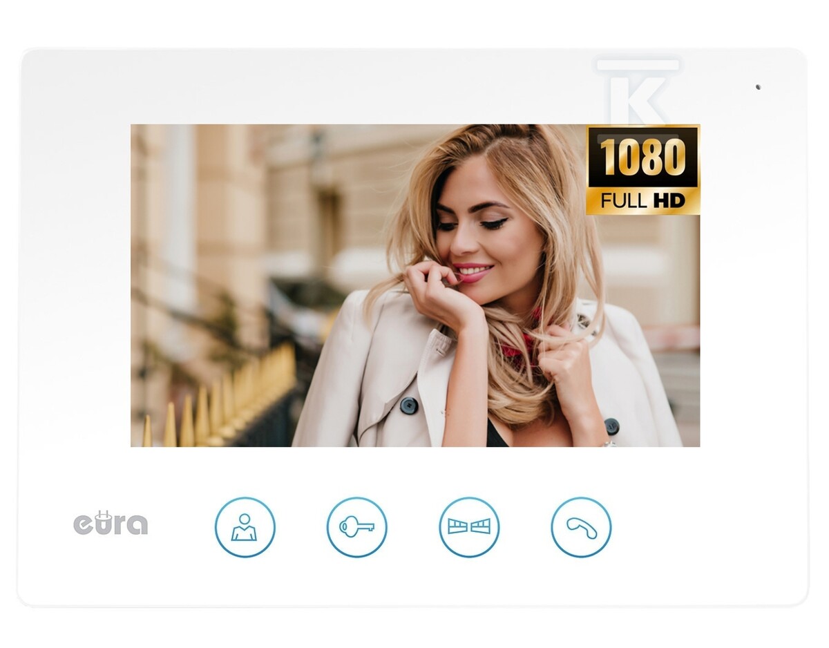 Monitor "EURA" VDA-41A3 "CONNECT+" - biały, 7", otwieranie 2 wejść, AHD, WiFi A33A148 - obrazek 1