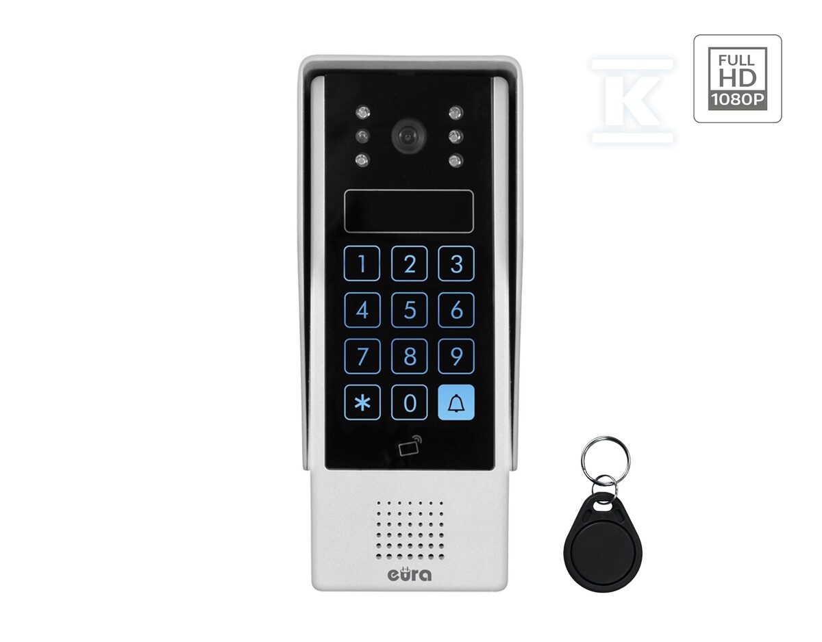 Kaseta zewnętrzna wideodomofonu "EURA" VDA-83A3 "EURA CONNECT+" - srebrna, dotykowy szyfrator, czytnik zbliżeniowy, AHD A33A183 - obrazek 1