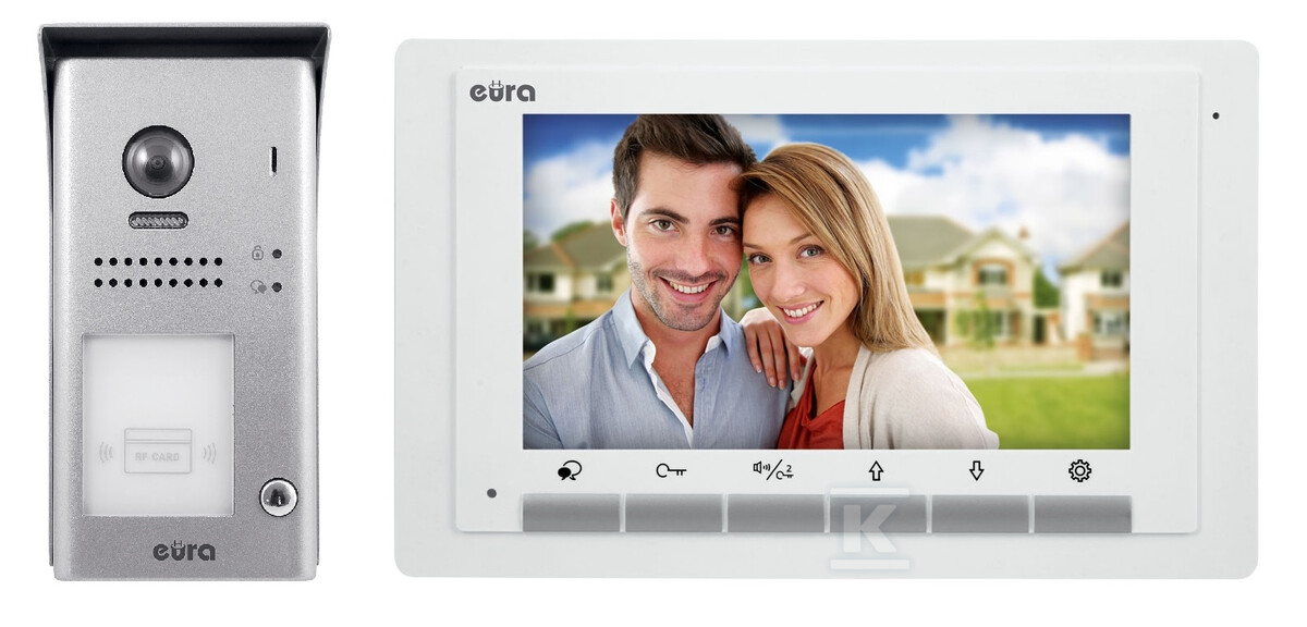 Wideodomofon "EURA" VDP-61A5/N WHITE "2EASY" - jednorodzinny, LCD 7", biały, RFID, natynkowy A51A164 - obrazek 1