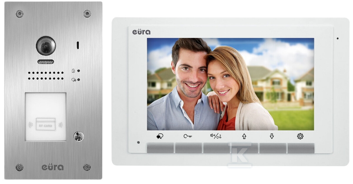 Wideodomofon "EURA" VDP-61A5/P WHITE "2EASY" - jednorodzinny, LCD 7", biały, RFID, podtynkowy A51A166 - obrazek 1