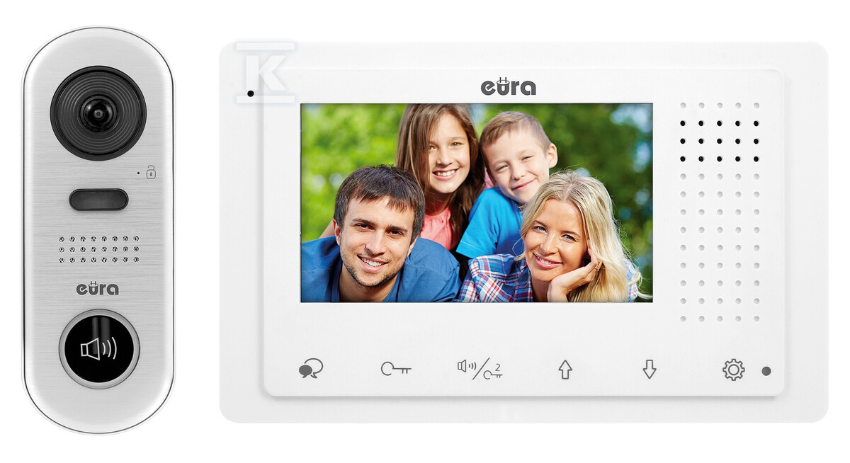 Wideodomofon "EURA" VDP-62A5 white "2EASY" - jednorodzinny, LCD 4,3", biały, natynkowy A51A168 - obrazek 1