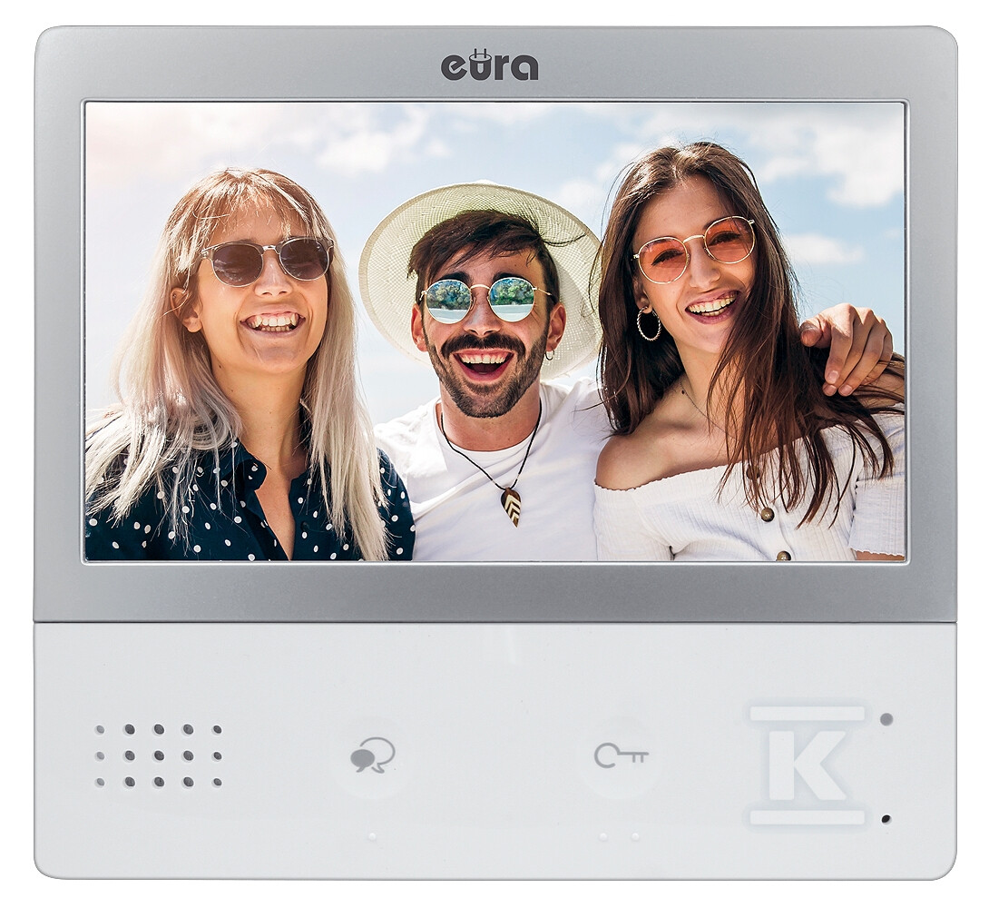 Wideodomofon "EURA" VDP-71A5/P "2EASY" - dwurodzinny, 2x LCD 7", biały, czytnik zbliżeniowy Unique 125 kHz, podtynkowy A51A175 - obrazek 2