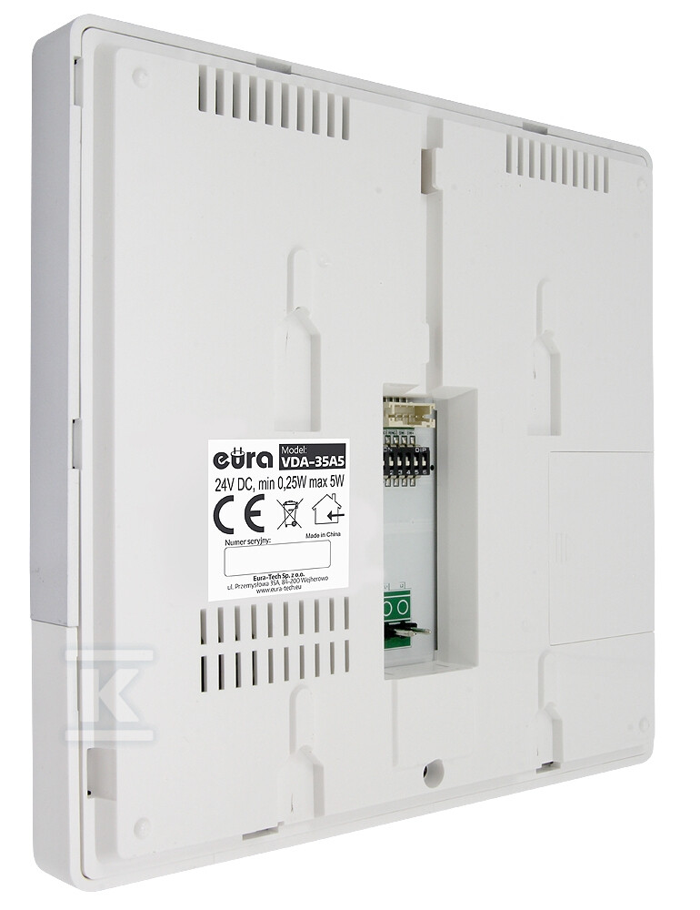 Wideodomofon "EURA" VDP-71A5/P "2EASY" - dwurodzinny, 2x LCD 7", biały, czytnik zbliżeniowy Unique 125 kHz, podtynkowy A51A175 - obrazek 3