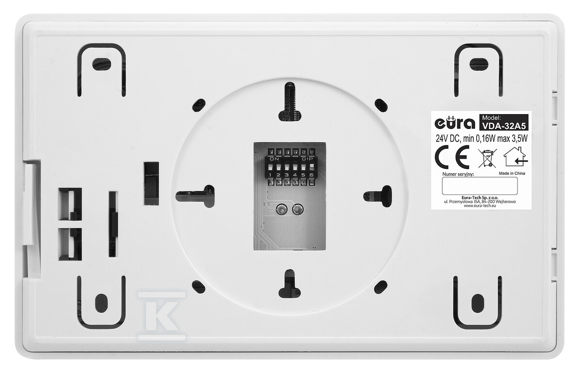 Wideodomofon "EURA" VDP-72A5/P "2EASY" - dwurodzinny, 2x LCD 4,3", biały, czytnik zbliżeniowy Unique 125 kHz, podtynkowy A51A177 - obrazek 3