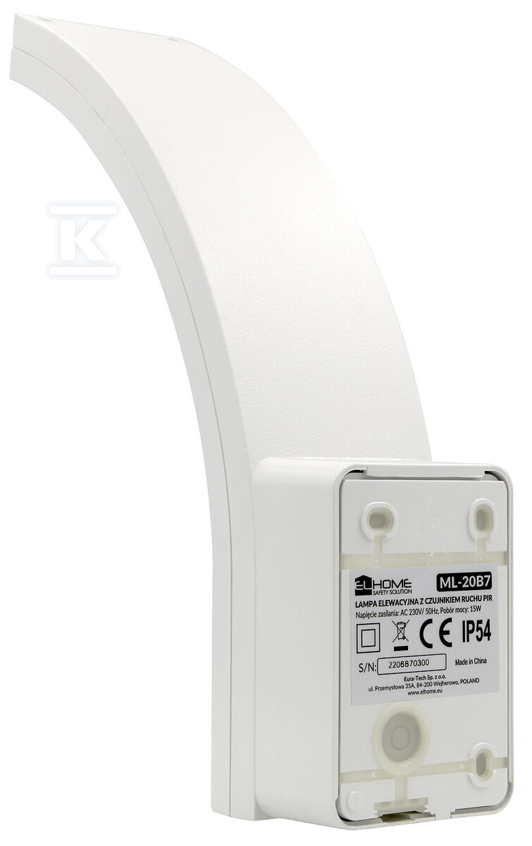 Lampa elewacyjna LED z czujnikiem ruchu "EL HOME" ML-20B7 White - zewnętrzna, czujniki zmierzchowy i PIR, 15W, IP54, 140° B71A920 - obrazek 3