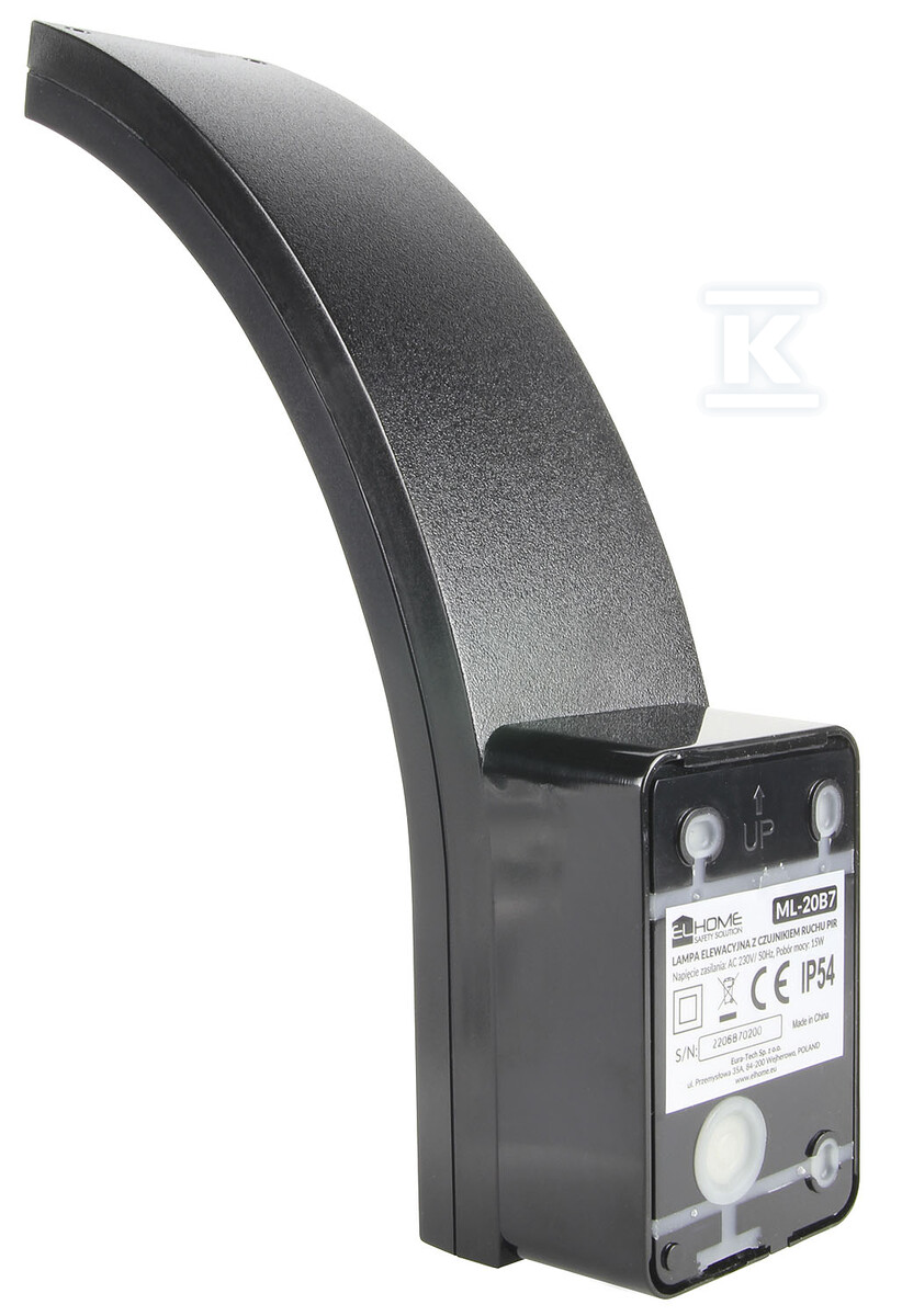 Lampa elewacyjna LED z czujnikiem ruchu "EL HOME" ML-20B7 Black - zewnętrzna, czujniki zmierzchowy i PIR, 15W, IP54, 140° B71A921 - obrazek 3