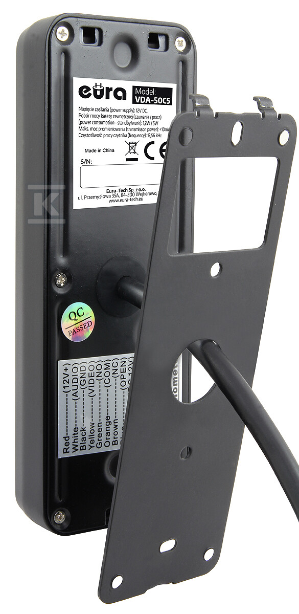 Wideodomofon "EURA" VDP-00C5 - czarny, monitor 7", WiFi, kamera 1080p, RFID, szyfrator C51A100 - obrazek 2