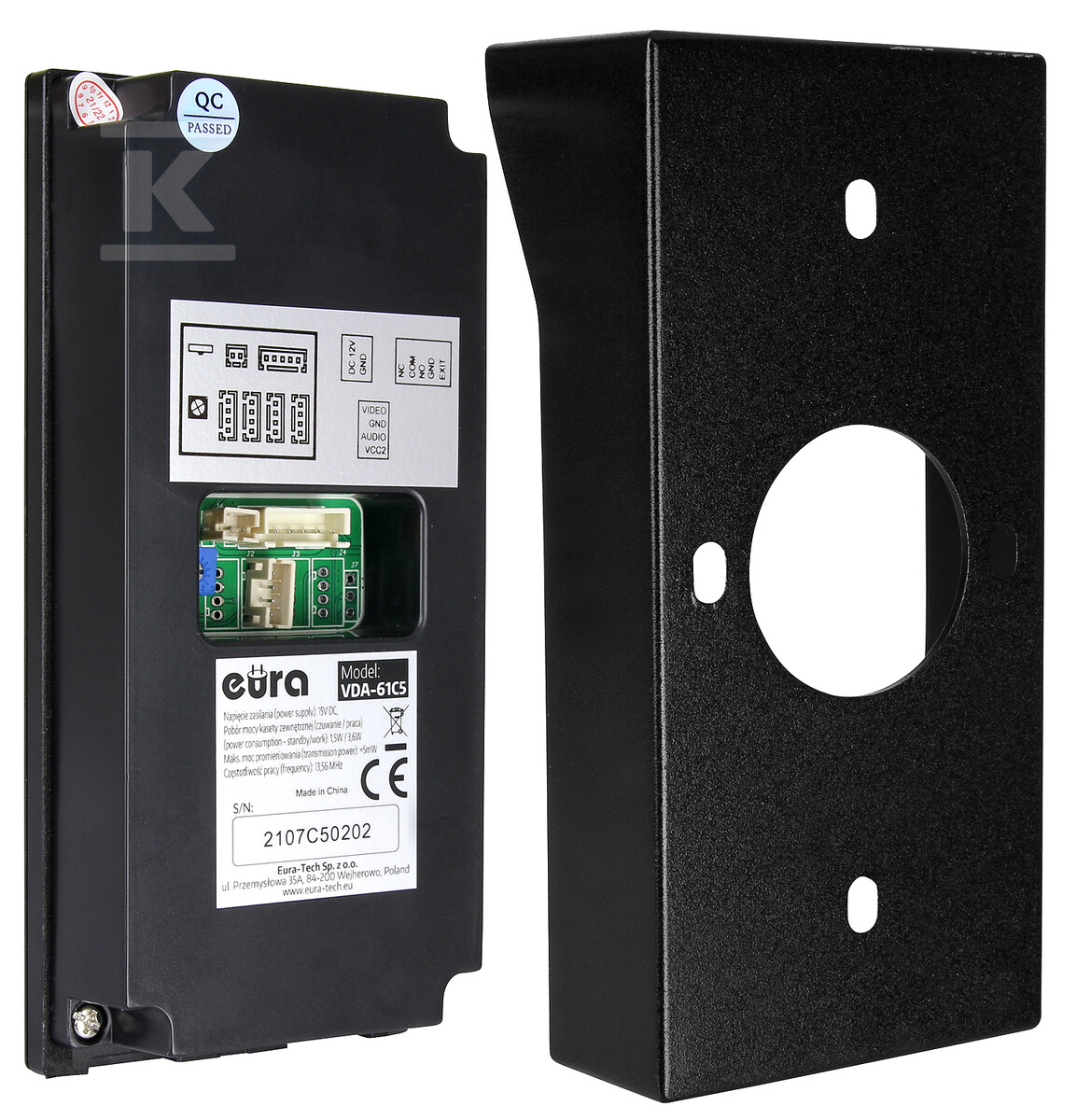 Kaseta zewnętrzna wideodomofonu "EURA" VDA-61C5 -jednorodzinna, czarna, kamera 1080p., czytnik RFID, natynk C53A161 - obrazek 2