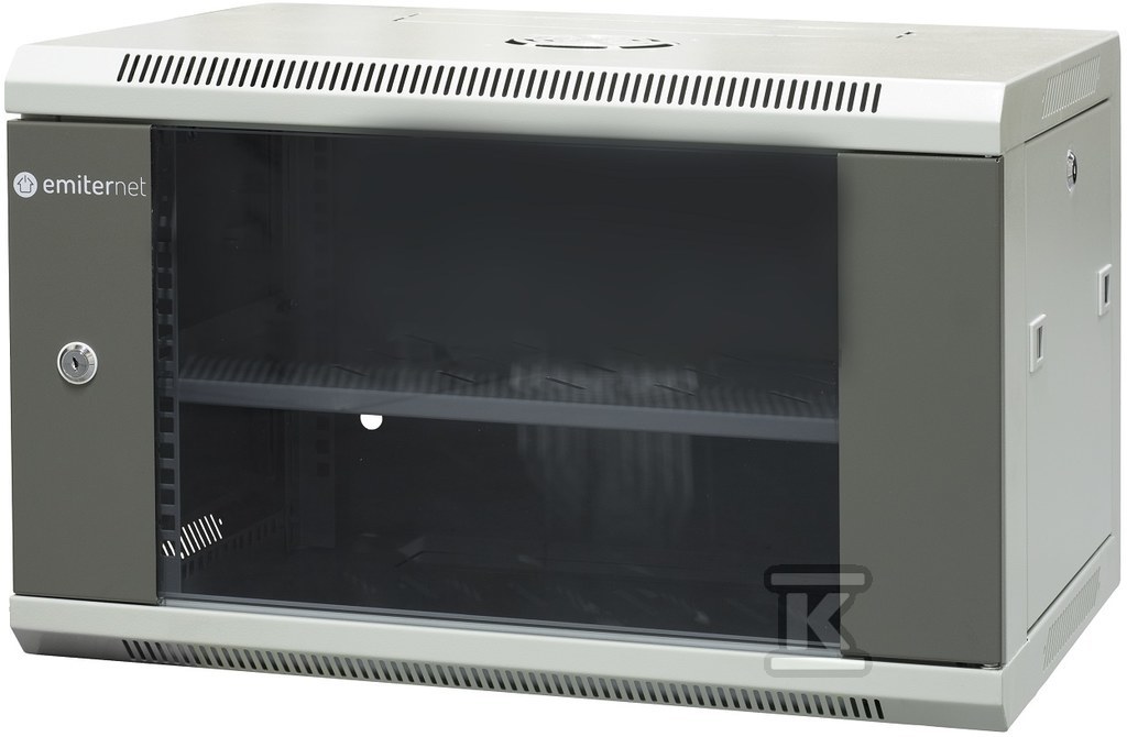 Szafa wisząca 19" niedzielona 6U 600X450x370,kolor szafy- RAL 7044 ,kolor drzwi- RAL 7010 EM/AP6406 - obrazek 1