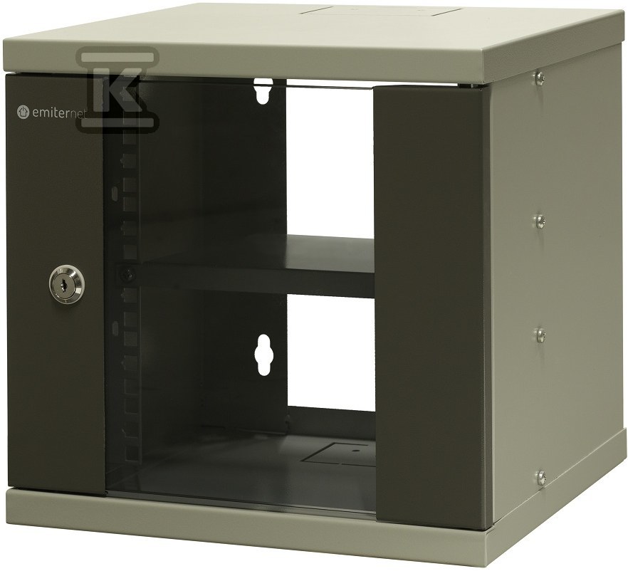 Szafa wisząca niedzielona 10 6U drzwi blacha/szkło 315x310x330mm RAL 7044 w komplecie półka i komplet 6 śrub montażowych EM/SOHO-6U - obrazek 1