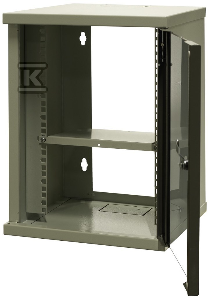 Szafa wisząca niedzielona 10 9U drzwi blacha/szkło 325x330x445mm RAL 7044 w komplecie półka i 6 śrub montażowych EM/SOHO-9U - obrazek 1