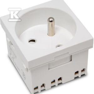 Gniazdo modułowe 230V z uziemieniem 1-krotne std 45×45, białe E/GM
