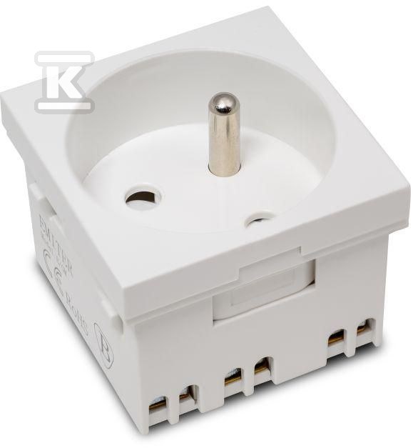 Gniazdo modułowe 230V z uziemieniem 1-krotne std 45×45, białe E/GM