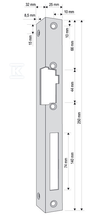 Kątownik do rygla (elektrozaczepu) KR-03G2 prawy długi G23A103 - obrazek 2