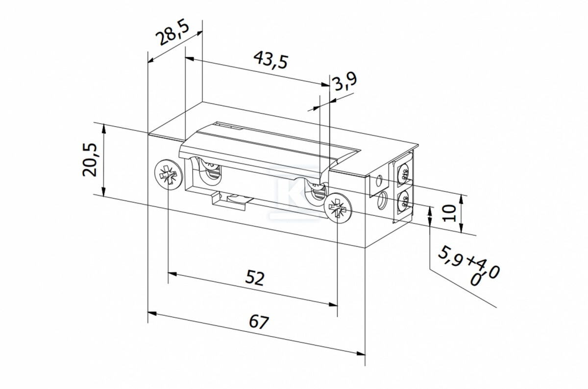 Rygiel elektromagnetyczny (elektrozaczep) RE-30G2 symetryczny z pamięcią 12V AC/DC G23A130 - obrazek 2