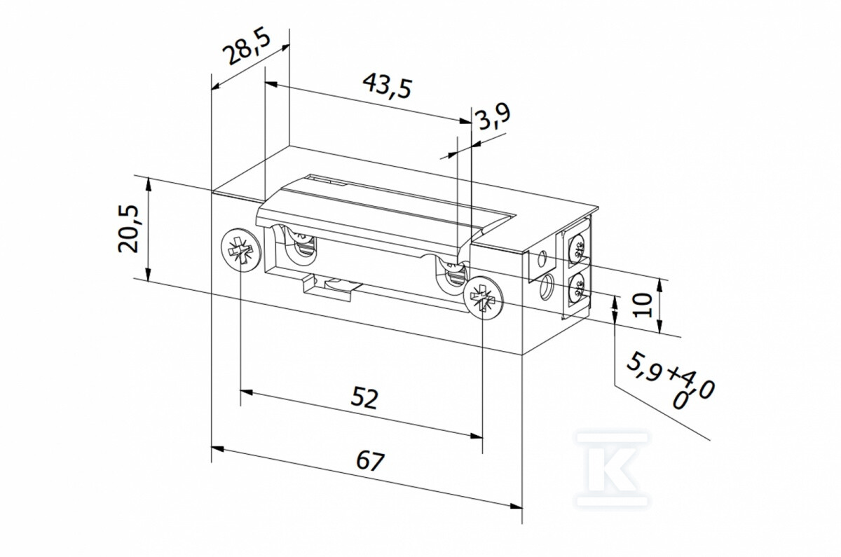 Rygiel elektromagnetyczny (elektrozaczep) RE-31G2 symetryczny z wyłącznikiem 12V AC/DC G23A131 - obrazek 2