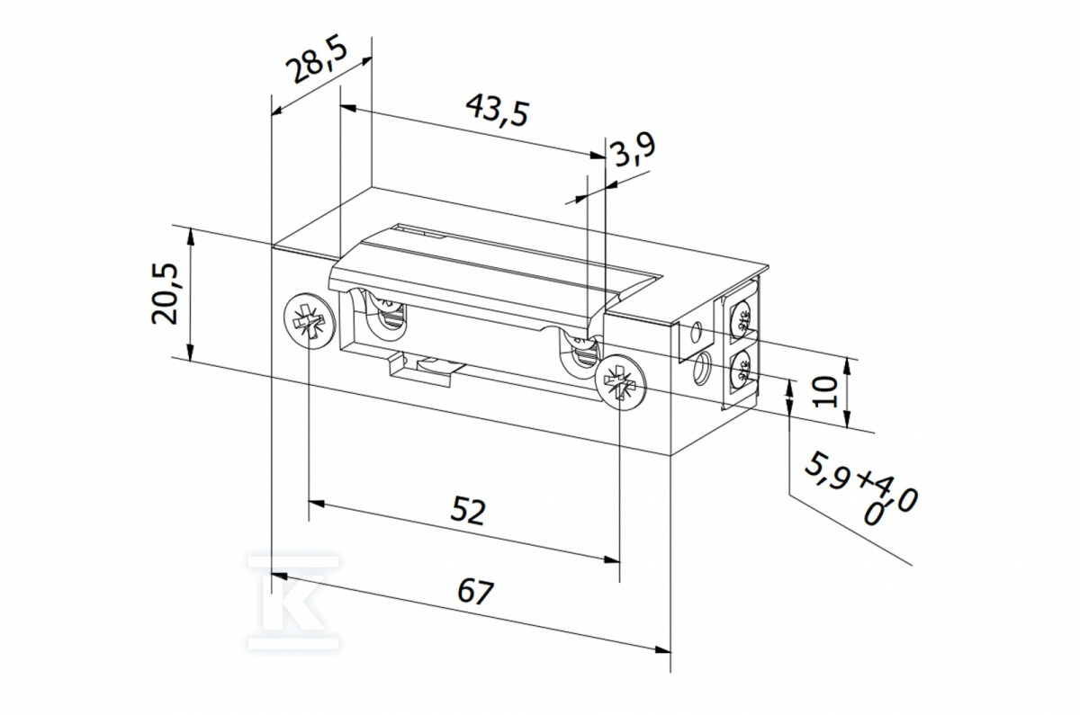 Rygiel elektromagnetyczny (elektrozaczep) RE-32G2 symetryczny zwykły 12V AC/DC G23A132 - obrazek 2