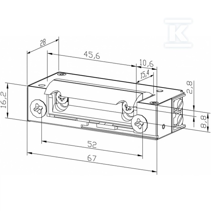 Rygiel elektromagnetyczny (elektrozaczep) XS12UW symetryczny z wyłącznikiem wąski 16,5 mm AC/DC G23A136 - obrazek 2