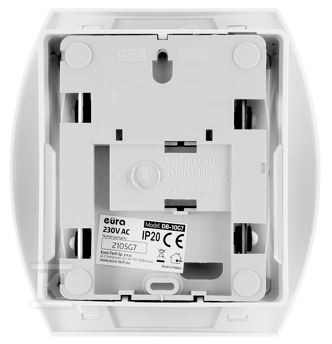 Gong drzwiowy dwutonowy "EURA" DB-10G7 ~230V AC biały G71A310 - obrazek 3
