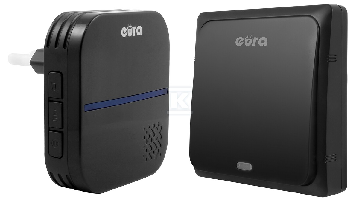 Dzwonek bezprzewodowy "EURA" WDP-84H2 "BLUES" bezbateryjny, przycisk (kinetyczny), możliwość rozbudowy, czarny H21A384 - obrazek 3