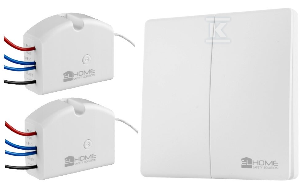 Bezbateryjny włącznik radiowy z odbiornikami dopuszkowymi "EL HOME" WSS-22H2 - podwójny, 433,92 MHz, AC 230V, zasięg 150m, maks. obciążenie rezystancyjne 300W H21H122 - obrazek 1