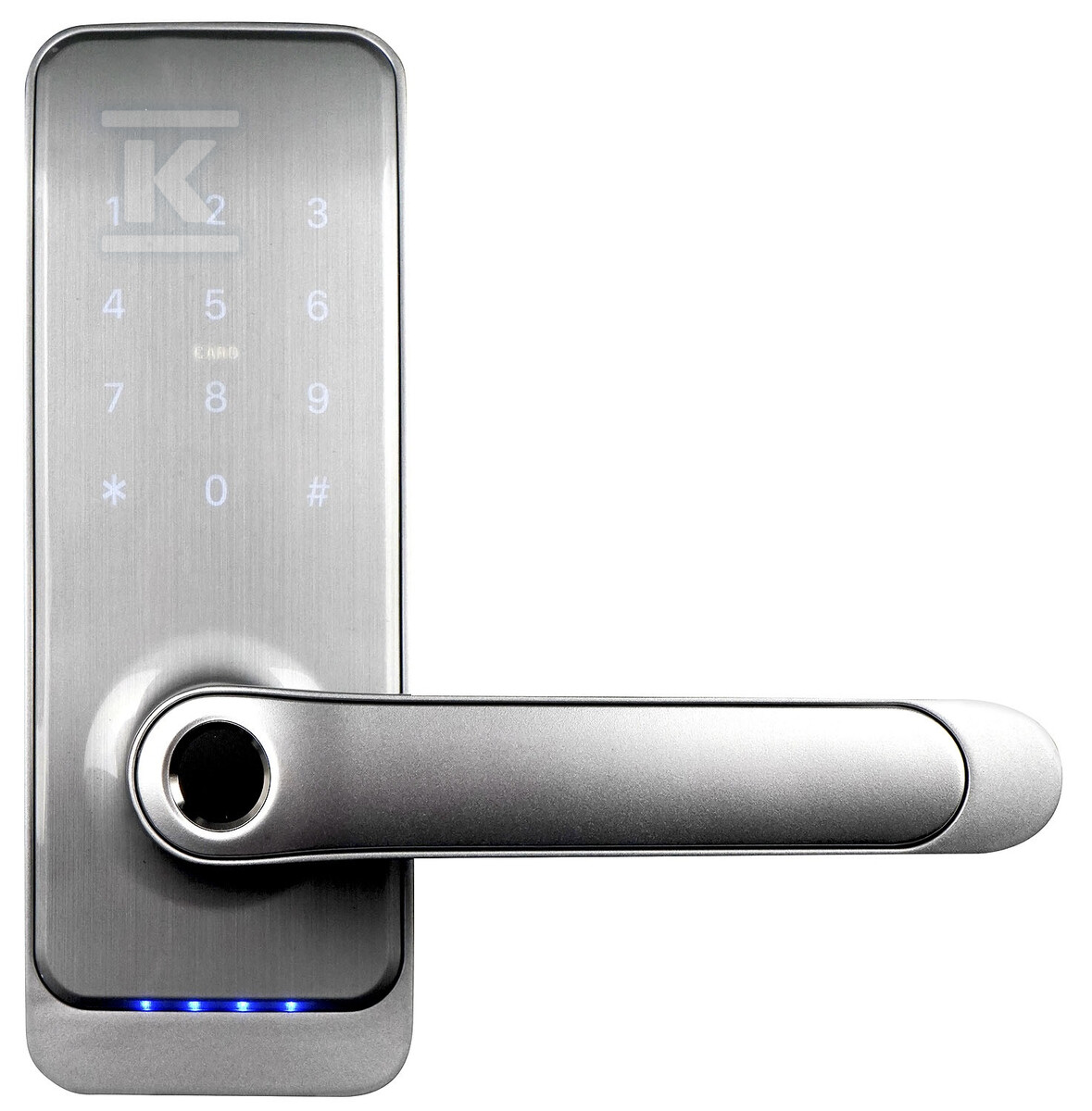 Klamka z kontrolerem dostępu "EURA" ELH-01H4 - srebrna, szyfrator, czytnik Mifare 13,56 MHz, czytnik biometryczny, IP55, App TTLock/ TTHotel H41A700 - obrazek 1