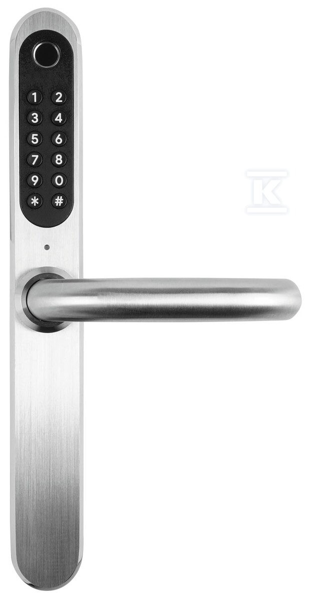 Klamka z kontrolerem dostępu "EURA" ELH-30H4 silver - wąska szyfrator mechaniczny, czytnik Mifare 13,56 MHz, czytnik biometryczny, IP65, App TTLock H41A731 - obrazek 2
