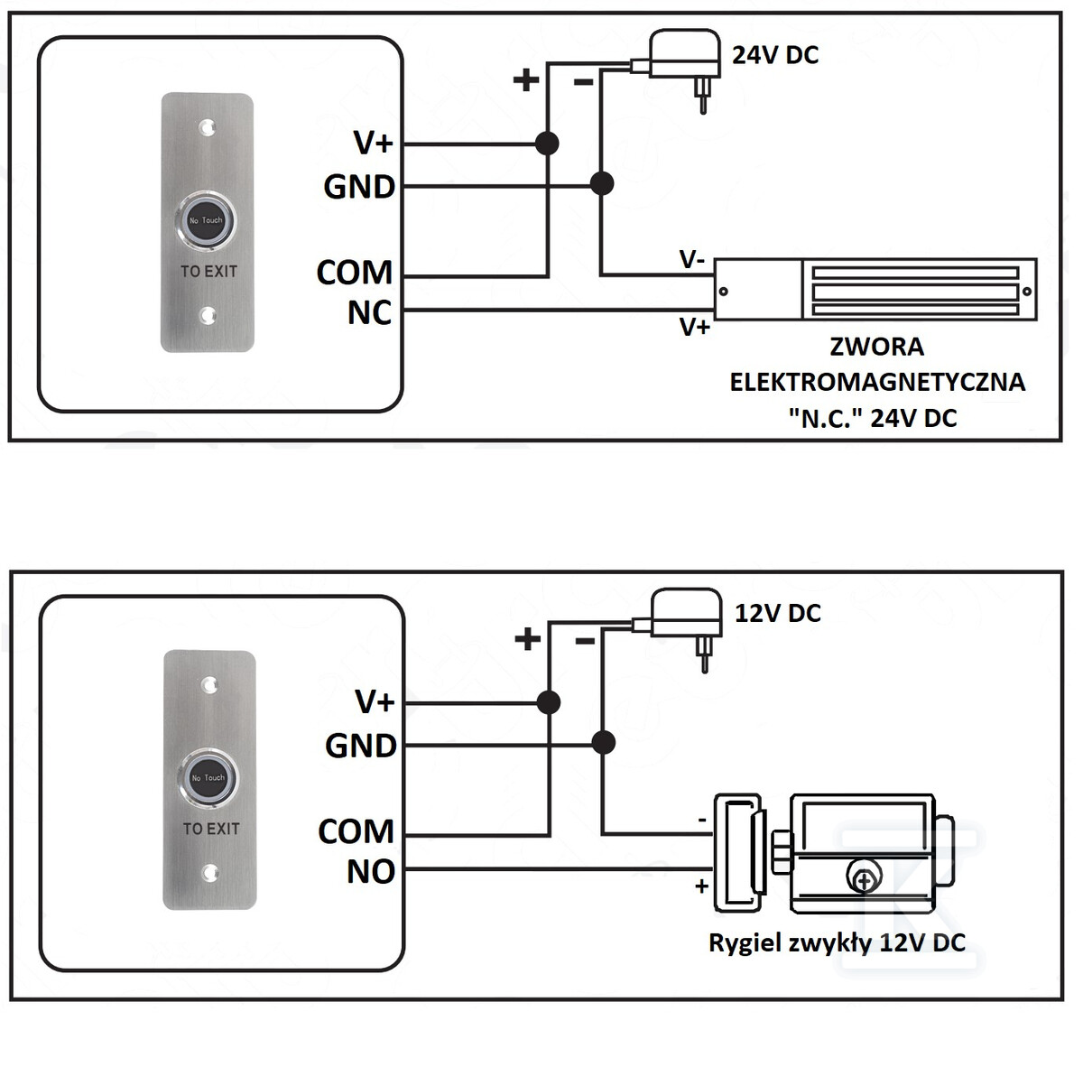 Przycisk opuszczenia posesji "EURA" PB-05H5 - podtynkowy, stal nierdzewna, wąski, DC 12V, bezdotykowy 5~25 cm, DC 12-24V, IP65 H53A705 - obrazek 2