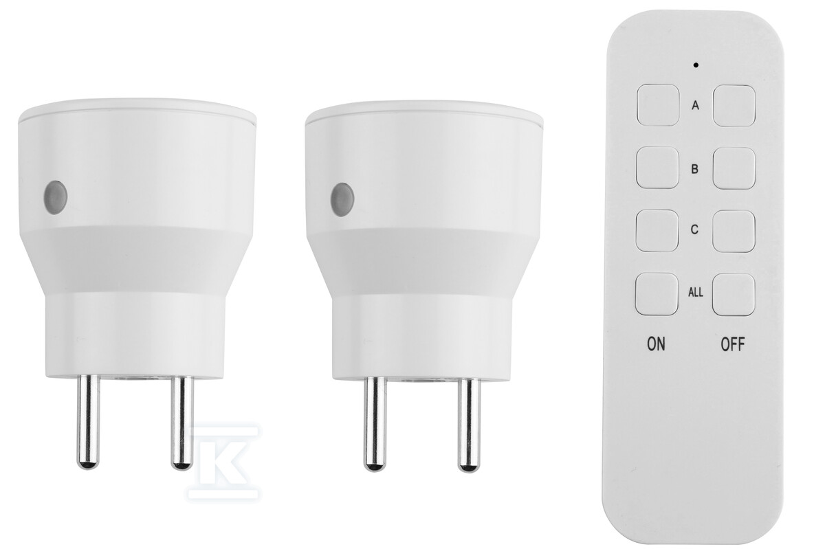 Gniazda sterowane radiowo "EL HOME" RCS-50H6v2R - białe, AC 230V/ 50Hz, 433,92 MHz, 10A, IP20, Typ E, zasięg do 40m ( 2 gniazda) H61H151 - obrazek 1