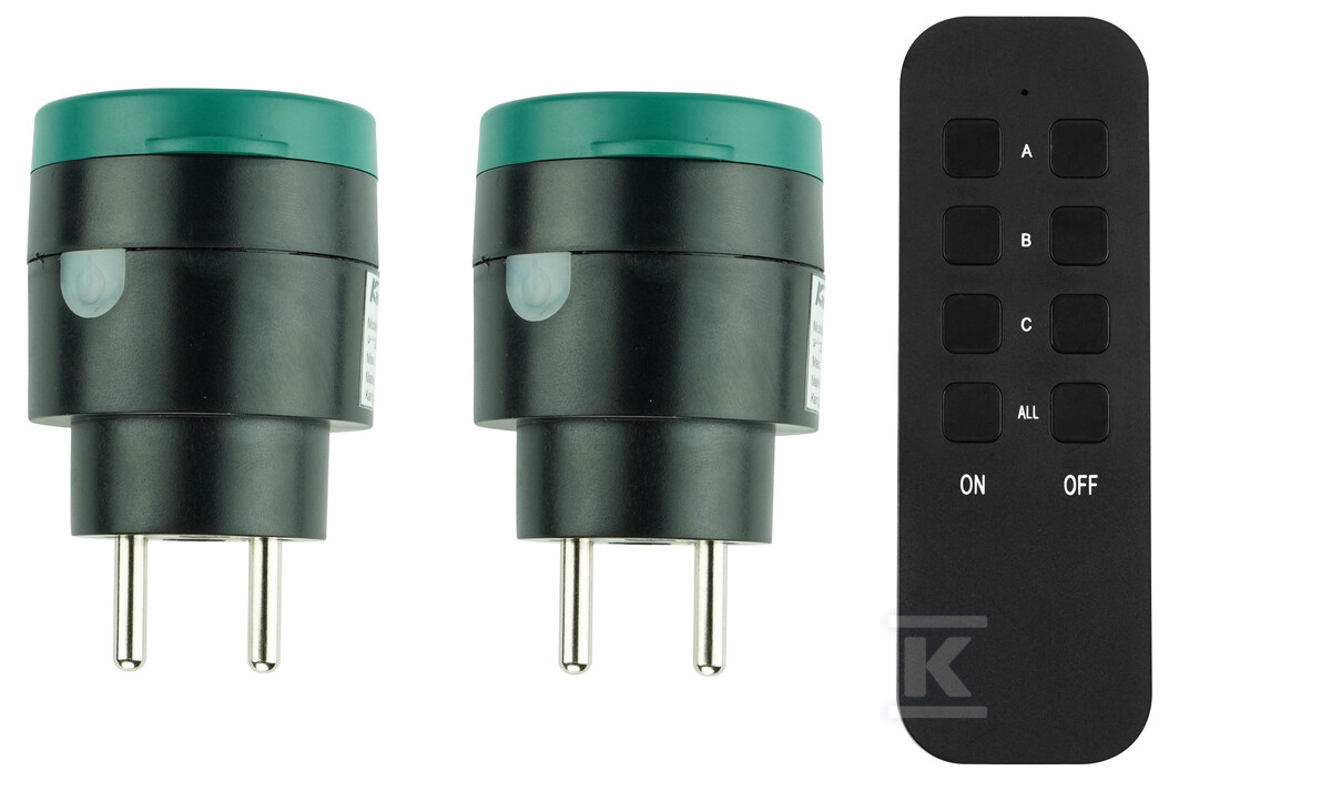 Gniazda sterowane radiowo "EL HOME" RCS-60H6v2R - czarne, AC 230V/ 50Hz, 433,92 MHz, 10A, IP44, Typ E, zasięg do 40m ( 2 dniazda) H61H161 - obrazek 1