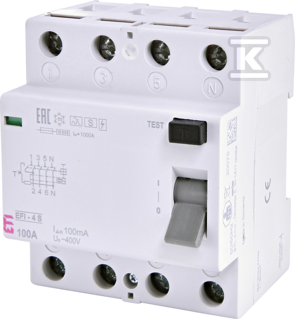 Wyłącznik różnicowoprądowy – selektywny EFI-4 A S 100/0.1 002062503