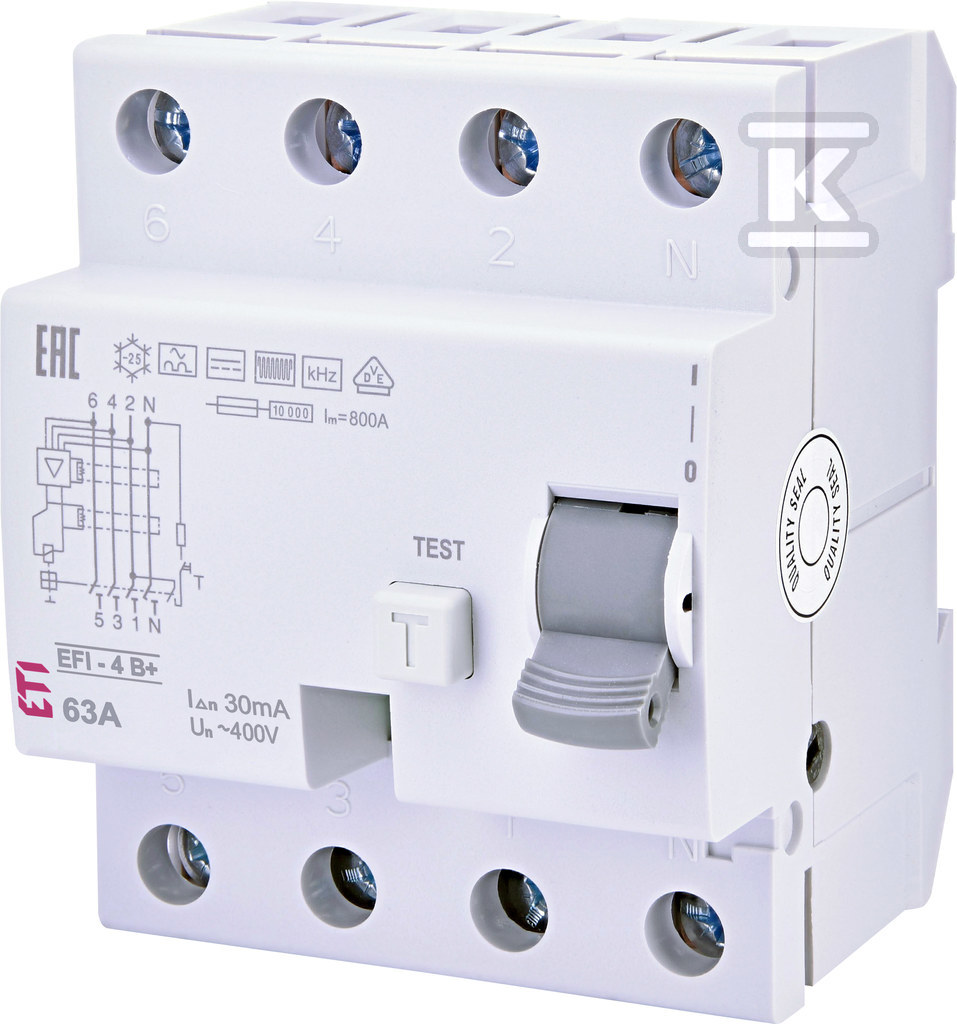 Wyłącznik różnicowoprądowy Typ B+ EFI-4 B+ 63/0.03 002062649