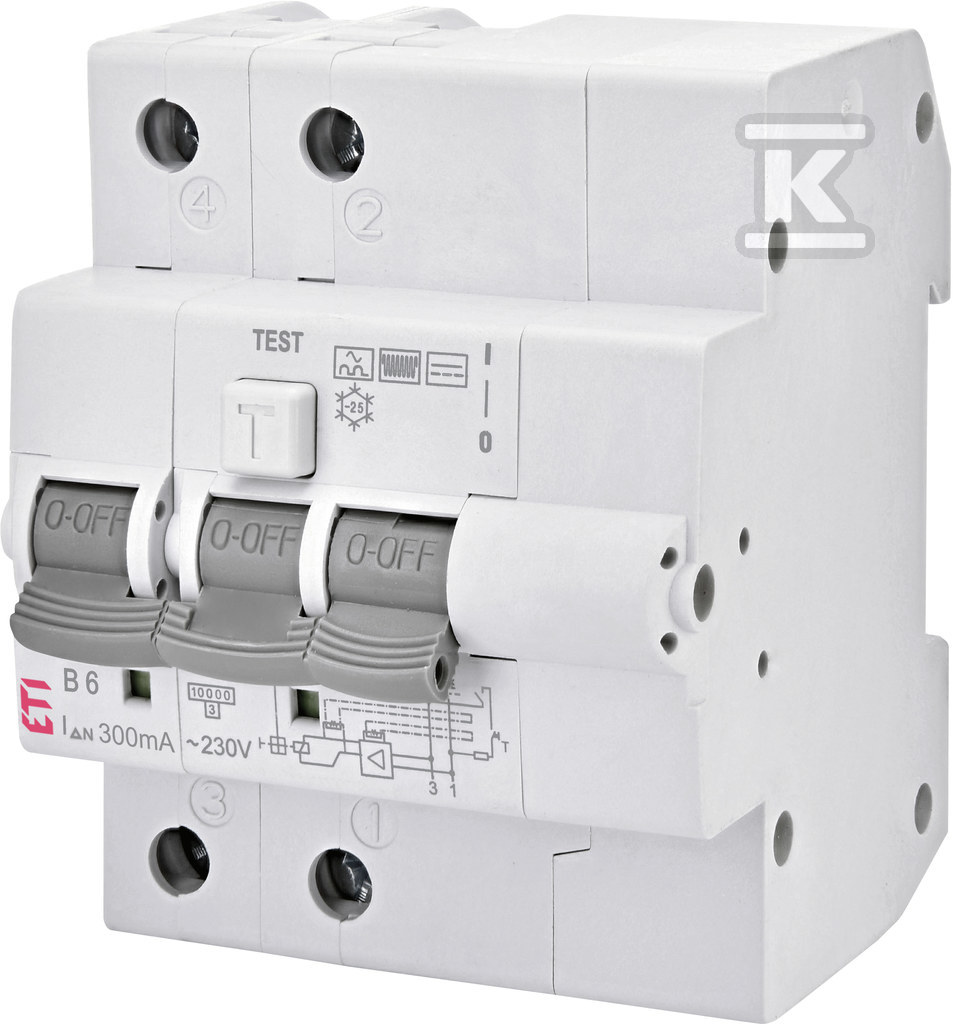 Wyłącznik różnicowoprądowy z zabezpieczeniem nadprądowym KZS-4M 2P B B6/0.3 002174811 - obrazek 1