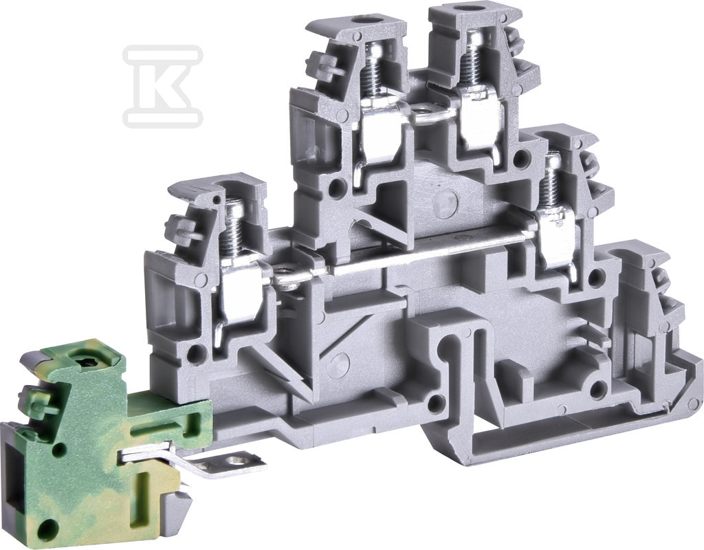 Złączka gwintowa 2-poziomowa z uziemieniem 2,5 mm2 (szara-zielona) ESC-TDE.2 003903250 - obrazek 1