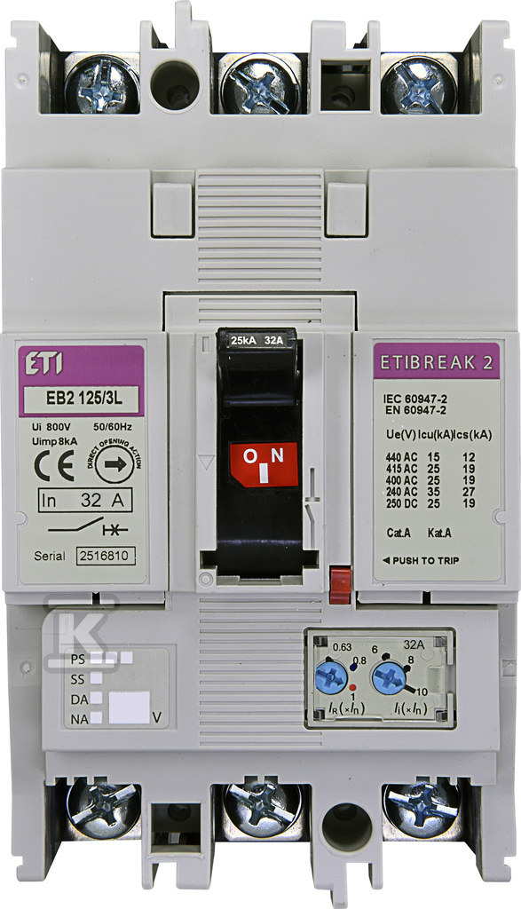 Wyłącznik mocy 3P, 25kA, wyzw. TM EB2 125/3L 32A 3P 004671022 - obrazek 1