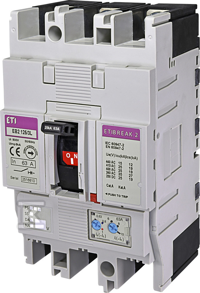Wyłącznik mocy 3P, 25kA, wyzw. TM EB2 125/3L 63A 3P 004671024 - obrazek 1
