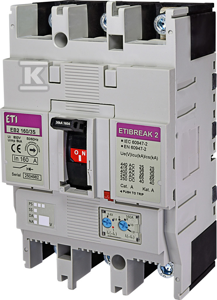 Wyłącznik mocy 3P, 36kA, wyzwalacz TM EB2 160/3S 160A 3p 004671061 - obrazek 1