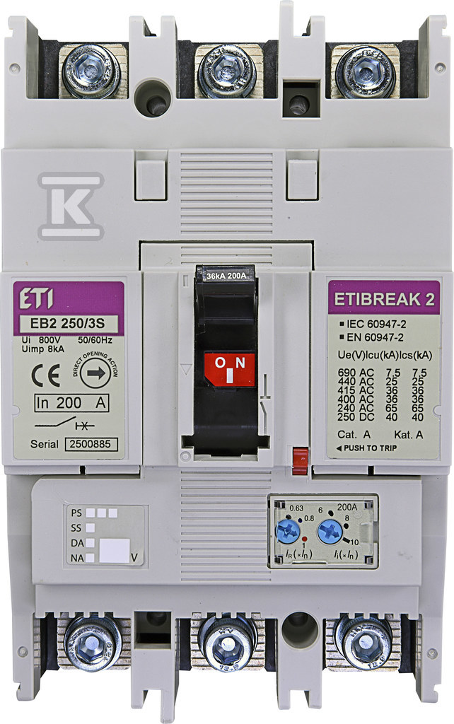 Wyłącznik mocy 3P, 36kA, wyzw. TM EB2 250/3S 200A 3P 004671082 - obrazek 1