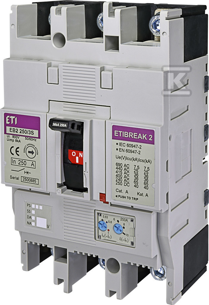 Wyłącznik mocy 3P, 36kA, wyzw. TM EB2 250/3S 250A 3P 004671083 - obrazek 1