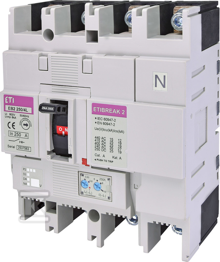 Wyłącznik mocy 4P, 36kA, wyzw. TM EB2 250/4S 160A 4P 004671084 - obrazek 1