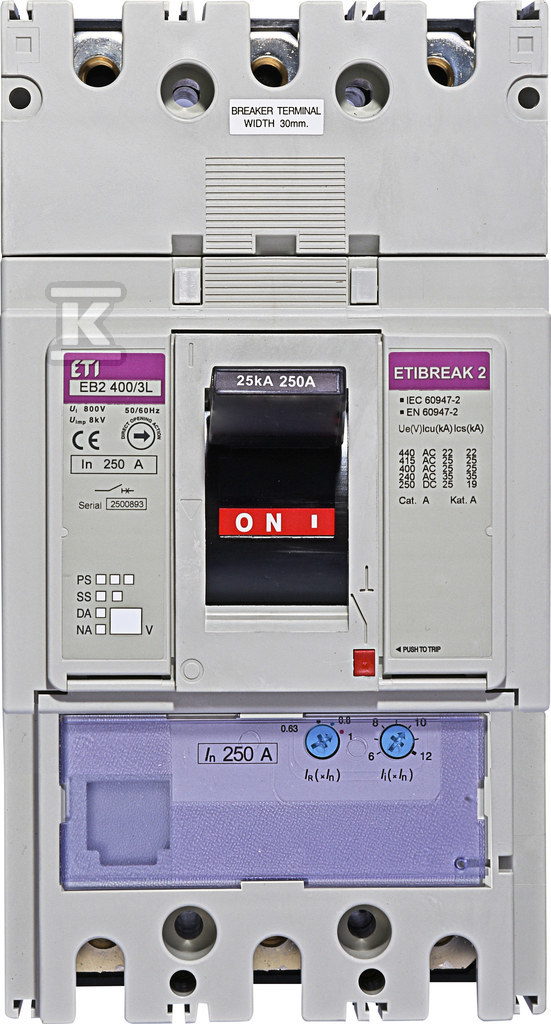 Wyłącznik mocy 3P, 25kA, wyzw. TM EB2 400/3L 250A 3P 004671091 - obrazek 1