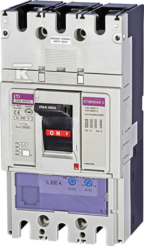 Wyłącznik mocy 3P, 25kA, wyzwalacz TM EB2 400/3L 400A 3p 004671092 - obrazek 1
