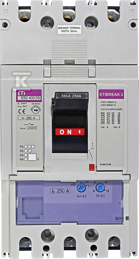 Wyłącznik mocy 3P, 50kA, wyzw. TM EB2 400/3S 250A 3P 004671101 - obrazek 1